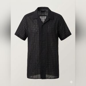 Perry Ellis Semi-Sheer Black Men's Cotton Button-Down Shirt Size XLT NWT